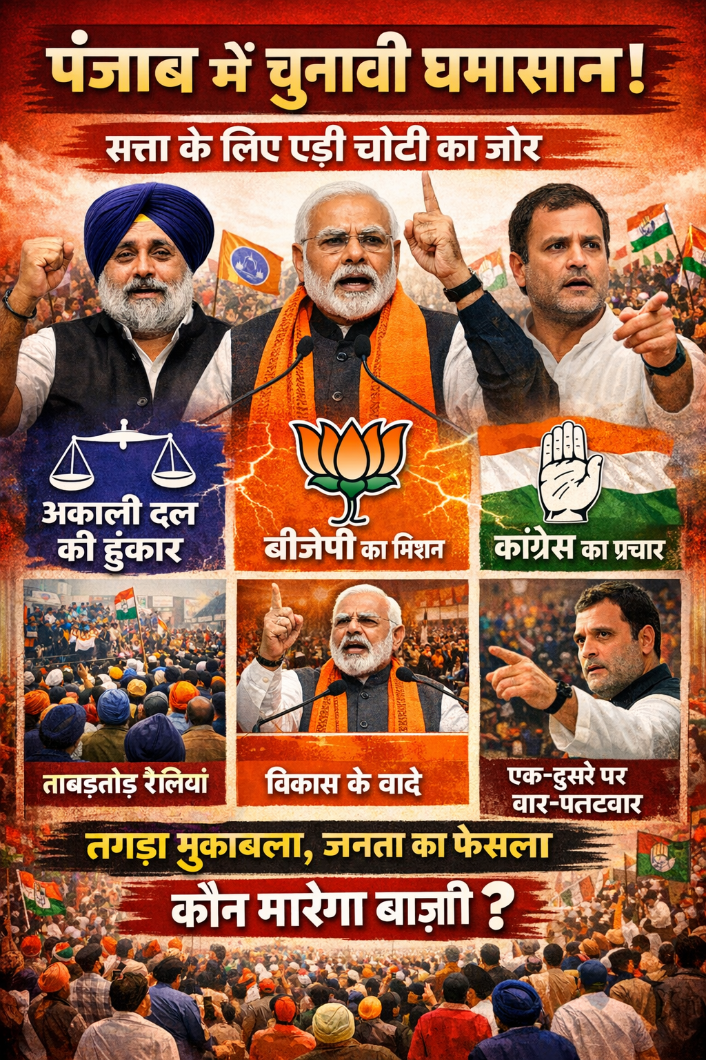 Punjab Election चुनाव से पहले सियासी घमासान, हर पार्टी झोंक रही पूरी ताकत